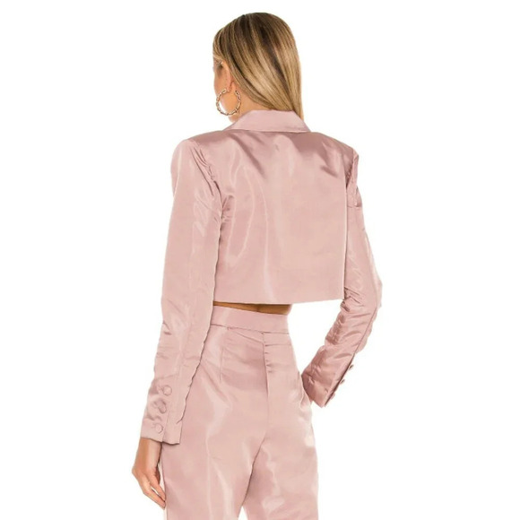 NBD Harmony Mauve Pink Cropped Ripstop Blazer Large New Womens Jacket - Picture 2 of 10
